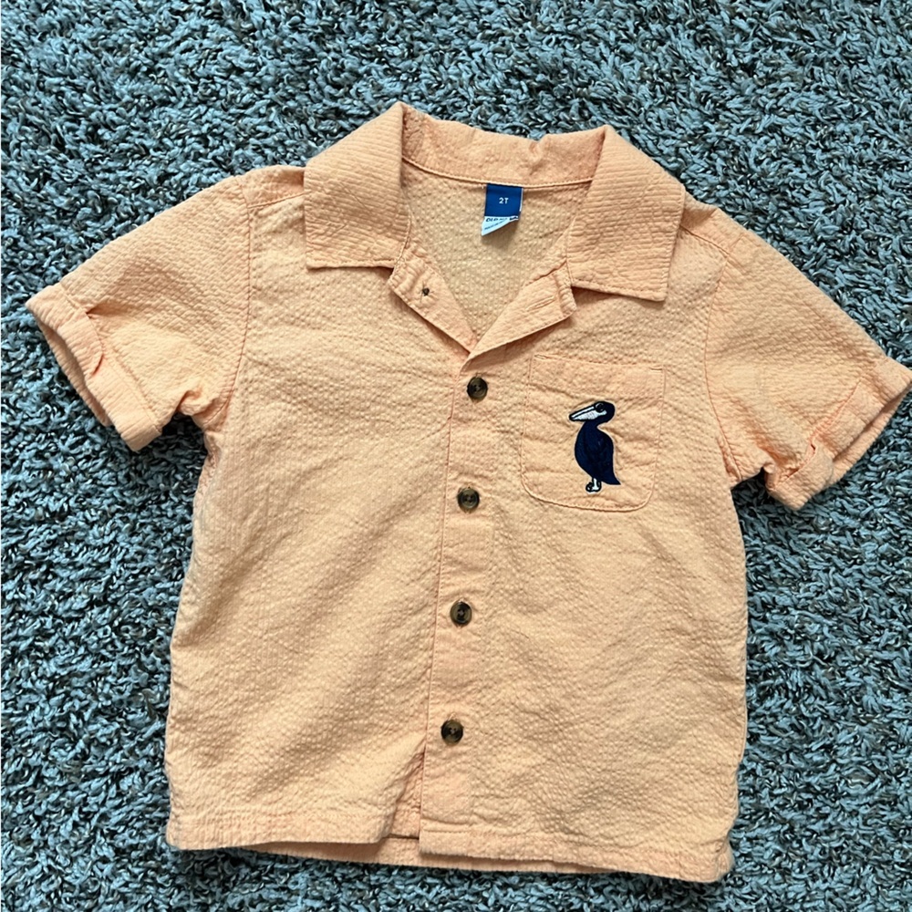 NWOT Old Navy Light Orange Shirt with Pelican 2T